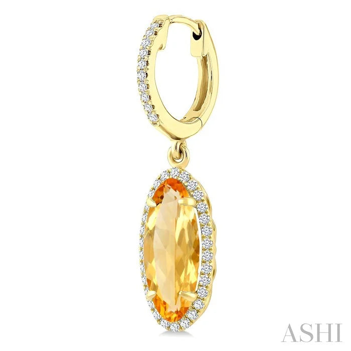 Evoque Gemstone Oval Shape & Halo Diamond Earrings