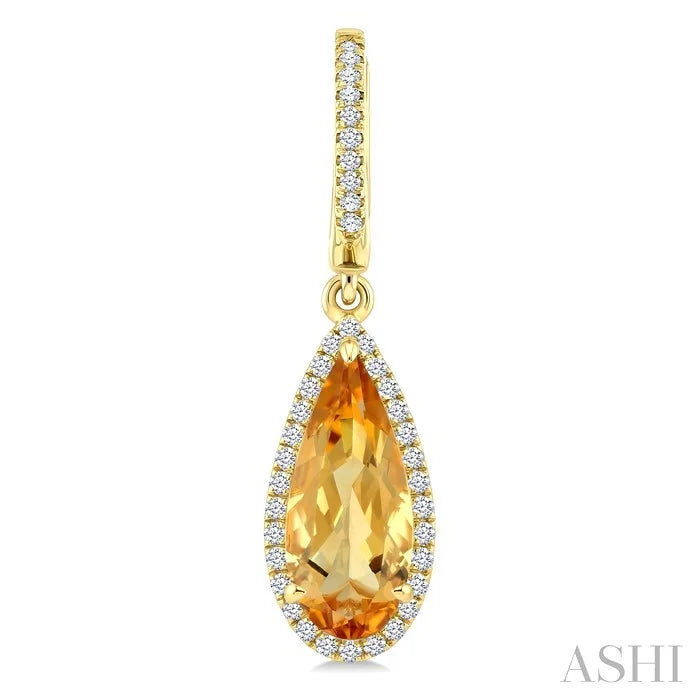 Evoque Gemstone Pear Shape & Halo Diamond Earrings