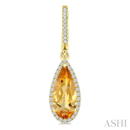 Evoque Gemstone Pear Shape & Halo Diamond Earrings
