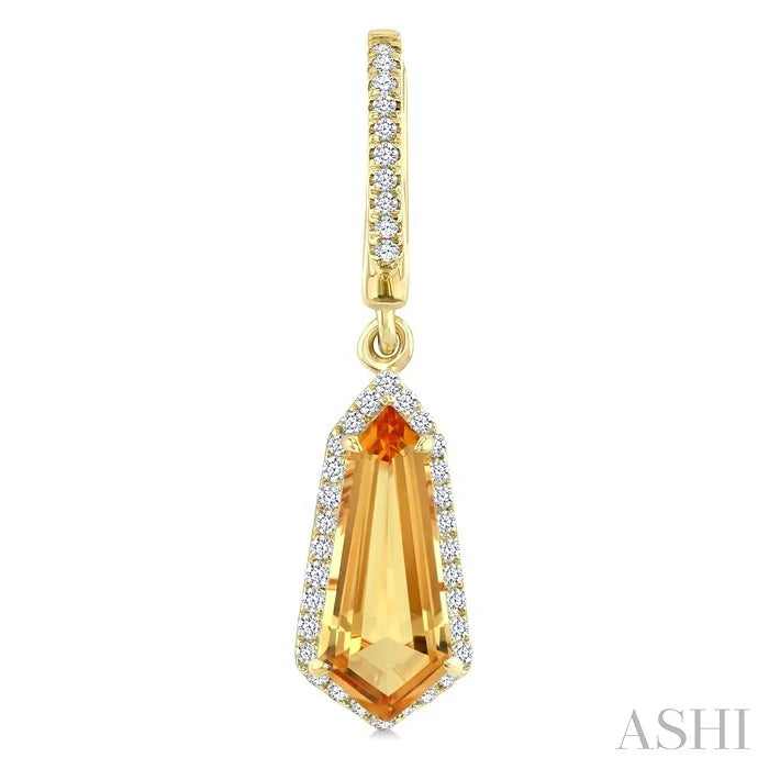 Evoque Gemstone Shield Shape & Halo Diamond Earrings