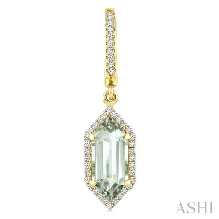 Evoque Gemstone Hexagon Shape & Halo Diamond Earrings