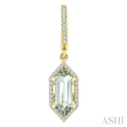 Evoque Gemstone Hexagon Shape & Halo Diamond Earrings