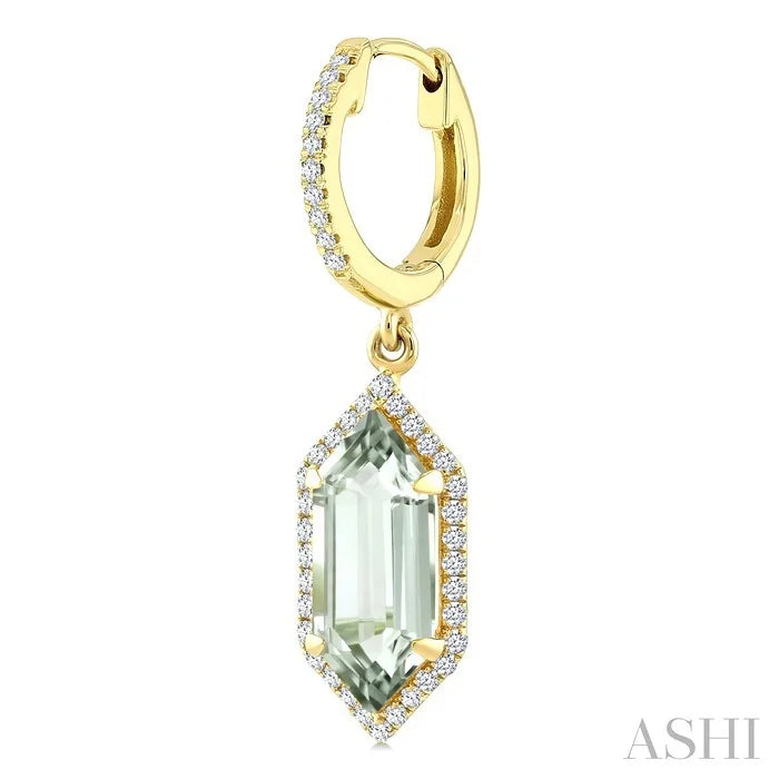 Evoque Gemstone Hexagon Shape & Halo Diamond Earrings
