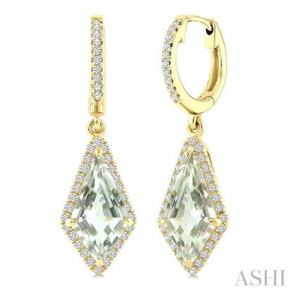 Evoque Gemstone Kite Shape & Halo Diamond Earrings