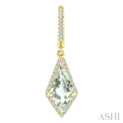 Evoque Gemstone Kite Shape & Halo Diamond Earrings