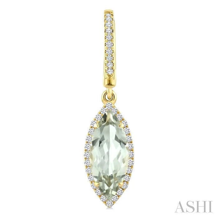 Evoque Gemstone Marquise Shape & Halo Diamond Earrings