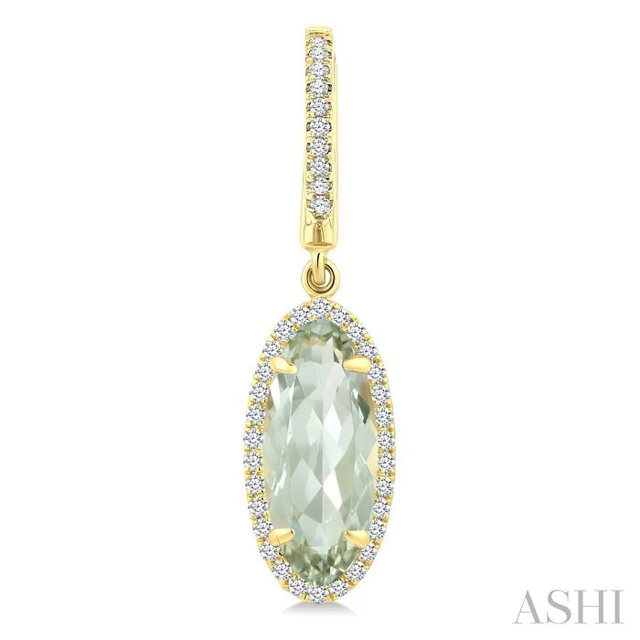 Evoque Gemstone Oval Shape & Halo Diamond Earrings