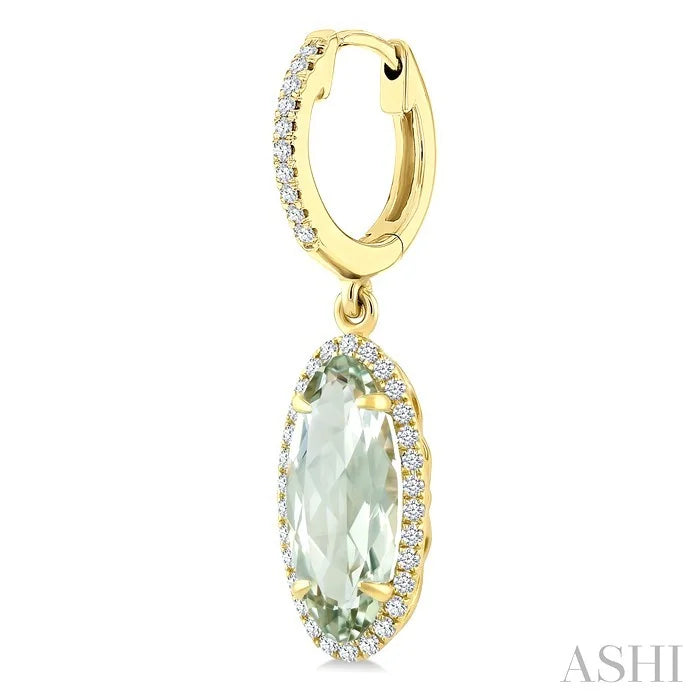 Evoque Gemstone Oval Shape & Halo Diamond Earrings
