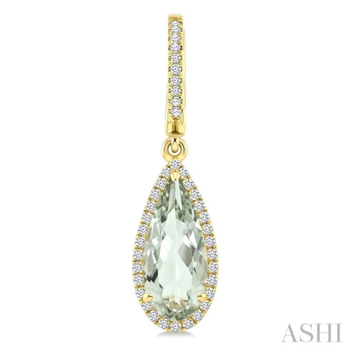 Evoque Gemstone Pear Shape & Halo Diamond Earrings
