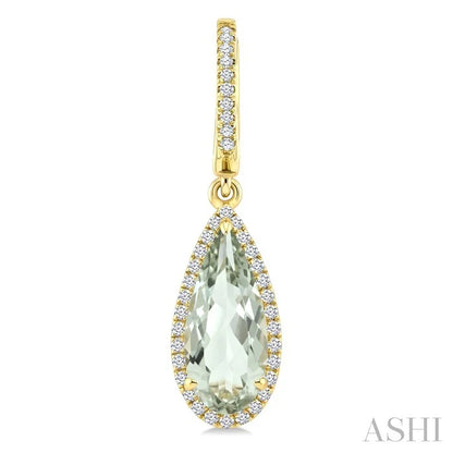 Evoque Gemstone Pear Shape & Halo Diamond Earrings