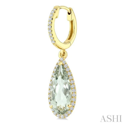 Evoque Gemstone Pear Shape & Halo Diamond Earrings