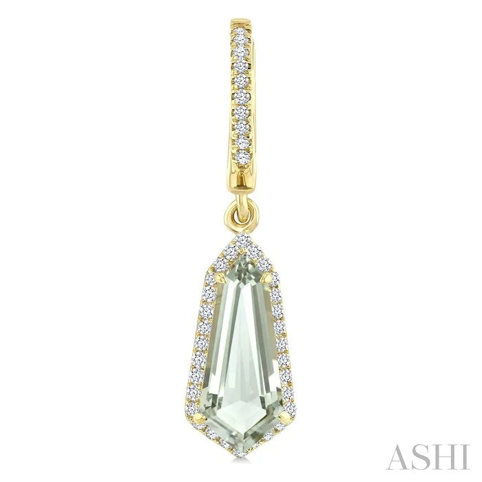 Evoque Gemstone Shield Shape & Halo Diamond Earrings