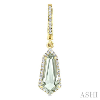 Evoque Gemstone Shield Shape & Halo Diamond Earrings