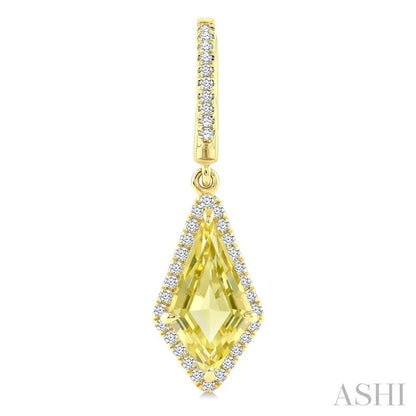 Evoque Gemstone Kite Shape & Halo Diamond Earrings