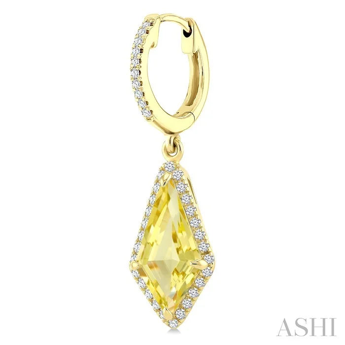 Evoque Gemstone Kite Shape & Halo Diamond Earrings