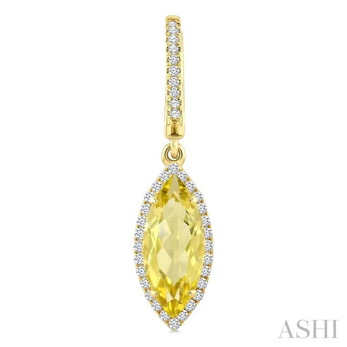 Evoque Gemstone Marquise Shape & Halo Diamond Earrings
