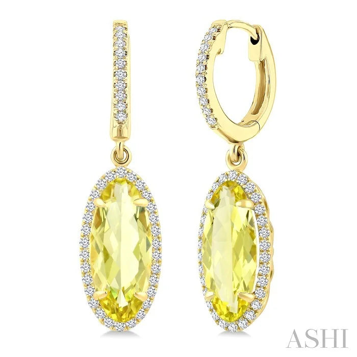 Evoque Gemstone Oval Shape & Halo Diamond Earrings