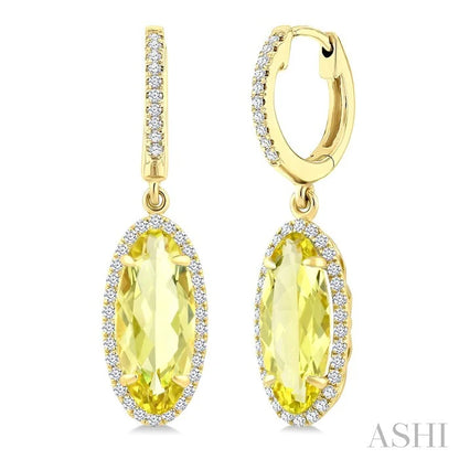 Evoque Gemstone Oval Shape & Halo Diamond Earrings