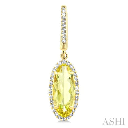 Evoque Gemstone Oval Shape & Halo Diamond Earrings