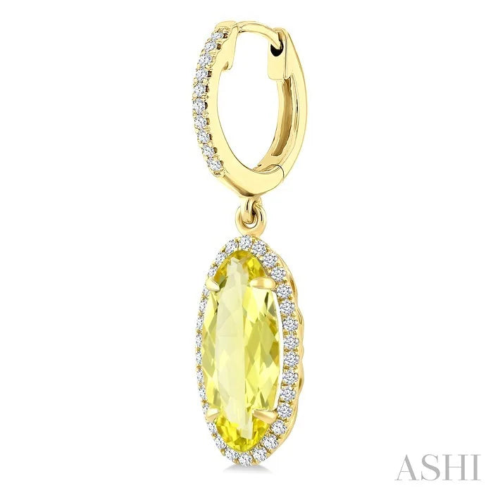 Evoque Gemstone Oval Shape & Halo Diamond Earrings