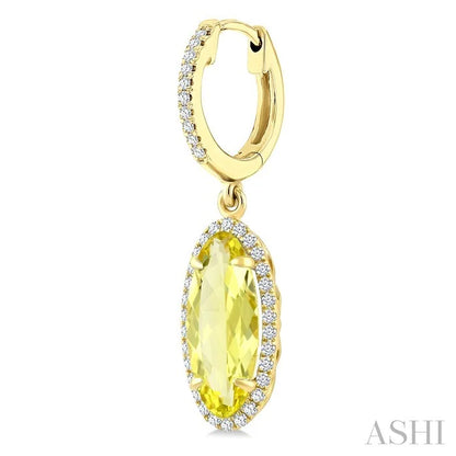Evoque Gemstone Oval Shape & Halo Diamond Earrings