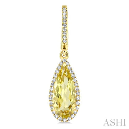 Evoque Gemstone Pear Shape & Halo Diamond Earrings