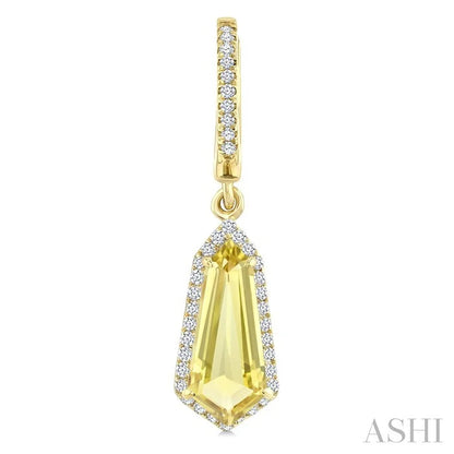 Evoque Gemstone Shield Shape & Halo Diamond Earrings
