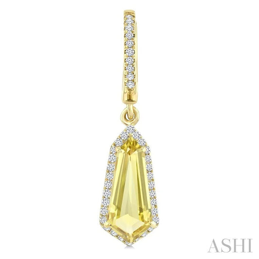 Evoque Gemstone Shield Shape & Halo Diamond Earrings