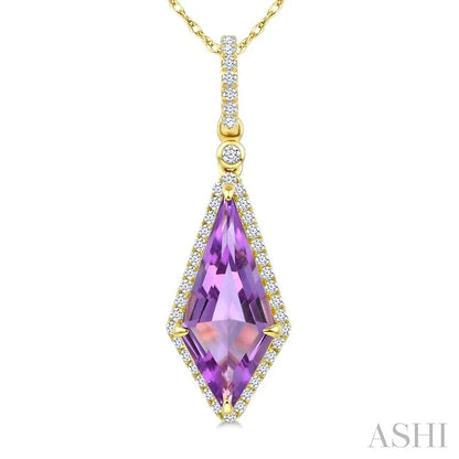 Evoque Gemstone Kite Shape & Halo Diamond Pendant