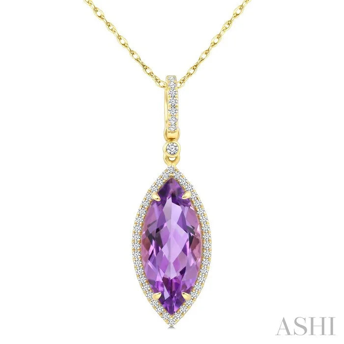 Evoque Gemstone Marquise Shape & Halo Diamond Pendant