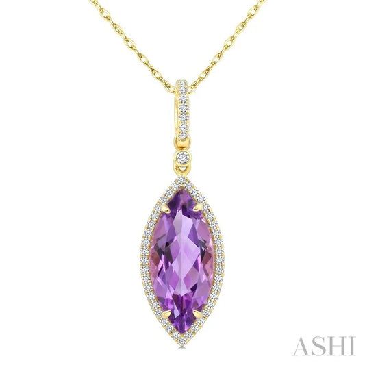 Evoque Gemstone Marquise Shape & Halo Diamond Pendant