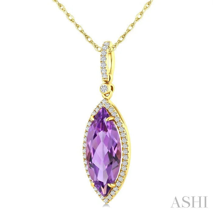 Evoque Gemstone Marquise Shape & Halo Diamond Pendant