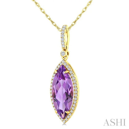 Evoque Gemstone Marquise Shape & Halo Diamond Pendant