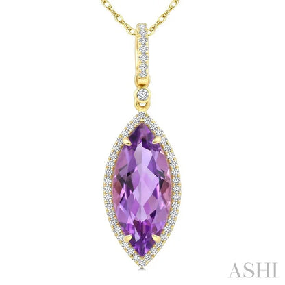 Evoque Gemstone Marquise Shape & Halo Diamond Pendant