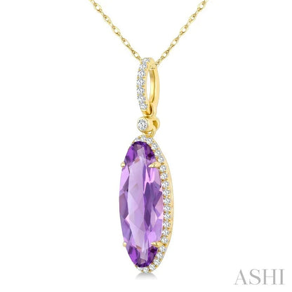 Evoque Gemstone Oval Shape & Halo Diamond Pendant