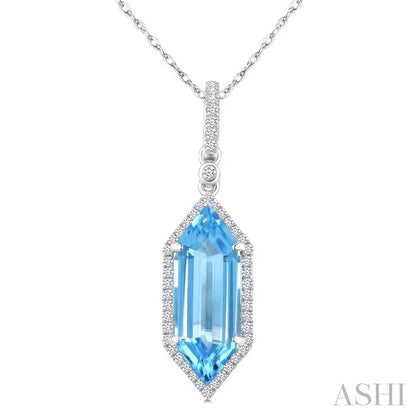 Evoque Gemstone Hexagon Shape & Halo Diamond Pendant