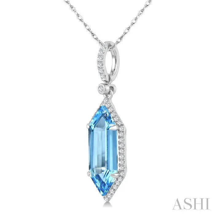 Evoque Gemstone Hexagon Shape & Halo Diamond Pendant