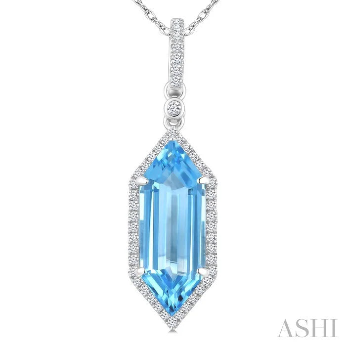 Evoque Gemstone Hexagon Shape & Halo Diamond Pendant