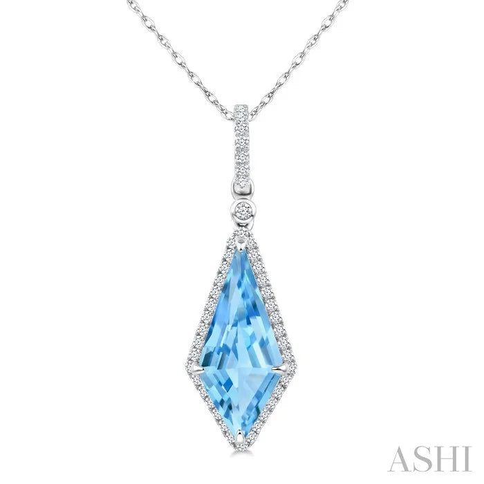 Evoque Gemstone Kite Shape & Halo Diamond Pendant