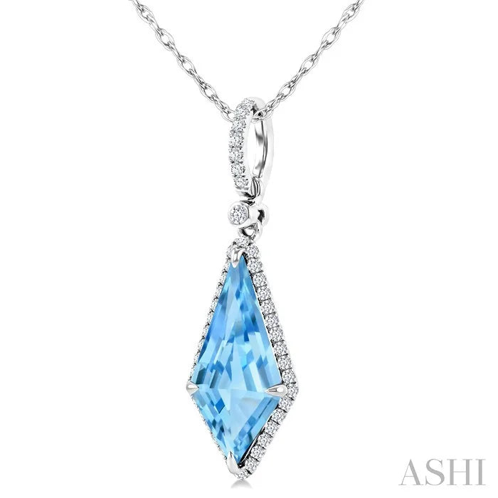 Evoque Gemstone Kite Shape & Halo Diamond Pendant