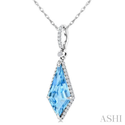 Evoque Gemstone Kite Shape & Halo Diamond Pendant