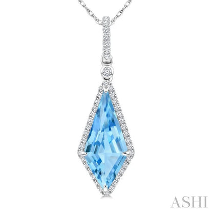 Evoque Gemstone Kite Shape & Halo Diamond Pendant