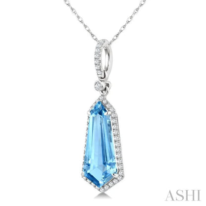 Evoque Gemstone Shield Shape & Halo Diamond Pendant