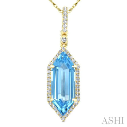 Evoque Gemstone Hexagon Shape & Halo Diamond Pendant