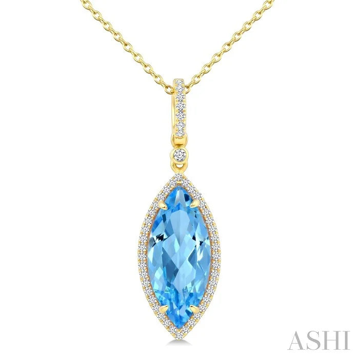 Evoque Gemstone Marquise Shape & Halo Diamond Pendant