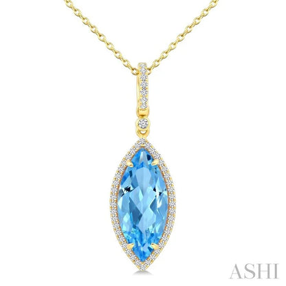 Evoque Gemstone Marquise Shape & Halo Diamond Pendant