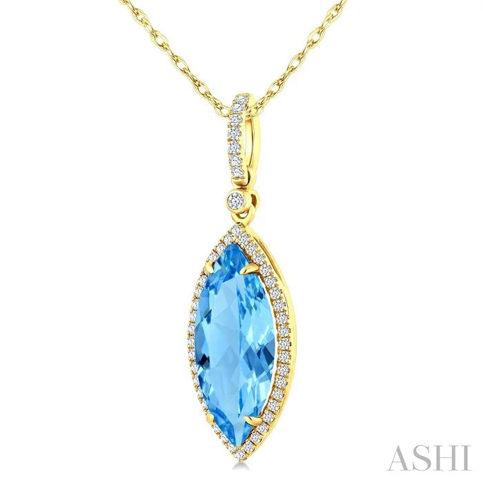 Evoque Gemstone Marquise Shape & Halo Diamond Pendant