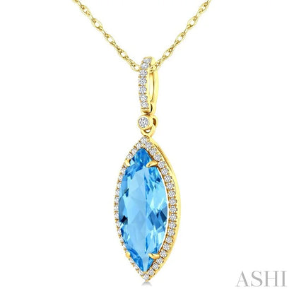 Evoque Gemstone Marquise Shape & Halo Diamond Pendant