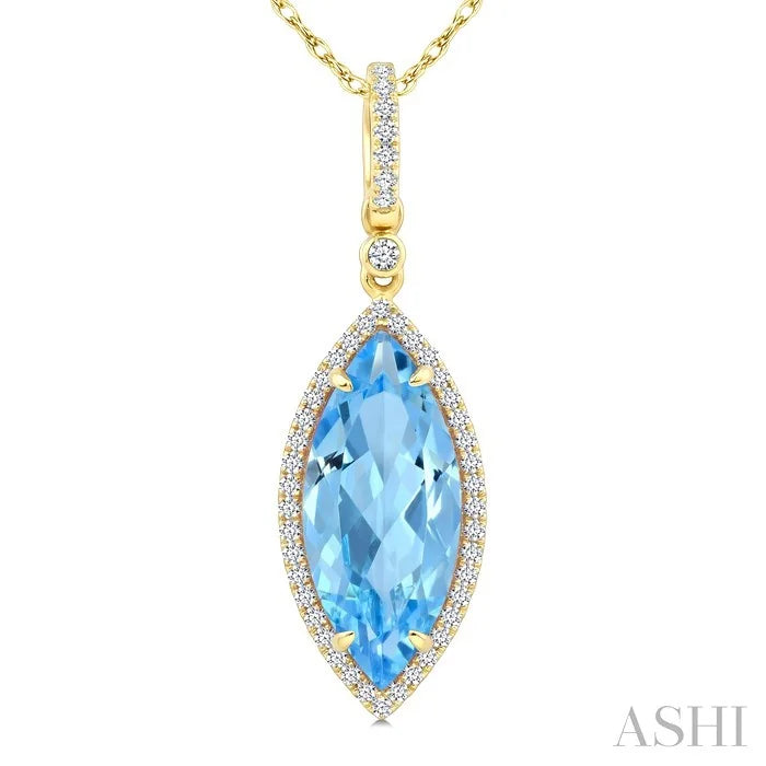 Evoque Gemstone Marquise Shape & Halo Diamond Pendant