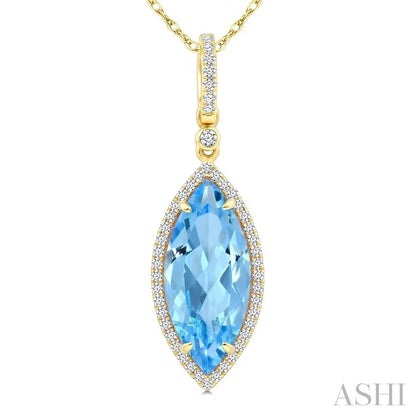 Evoque Gemstone Marquise Shape & Halo Diamond Pendant